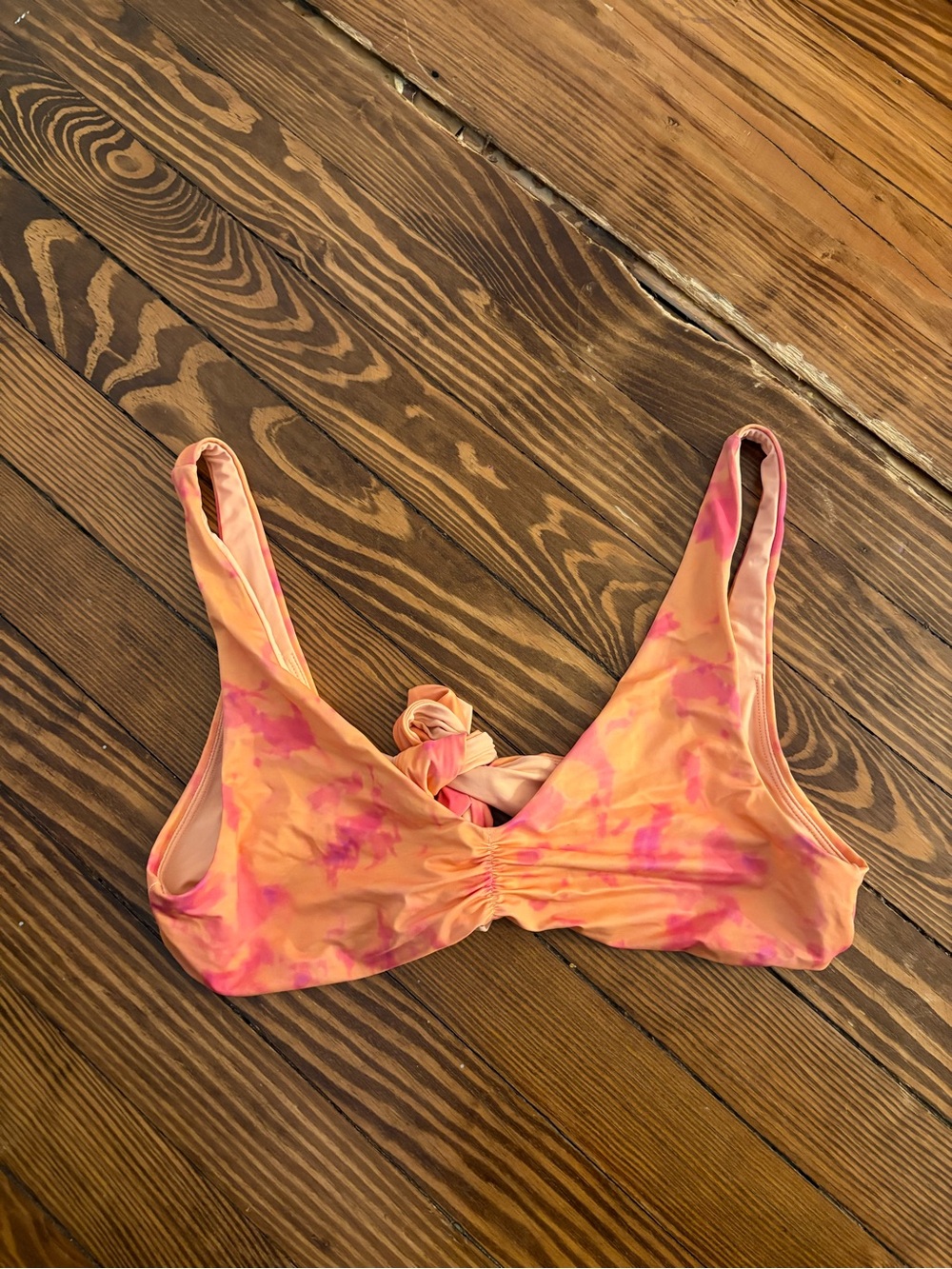 L.A. Hearts Tie-Dye Orange Pink Bikini Top